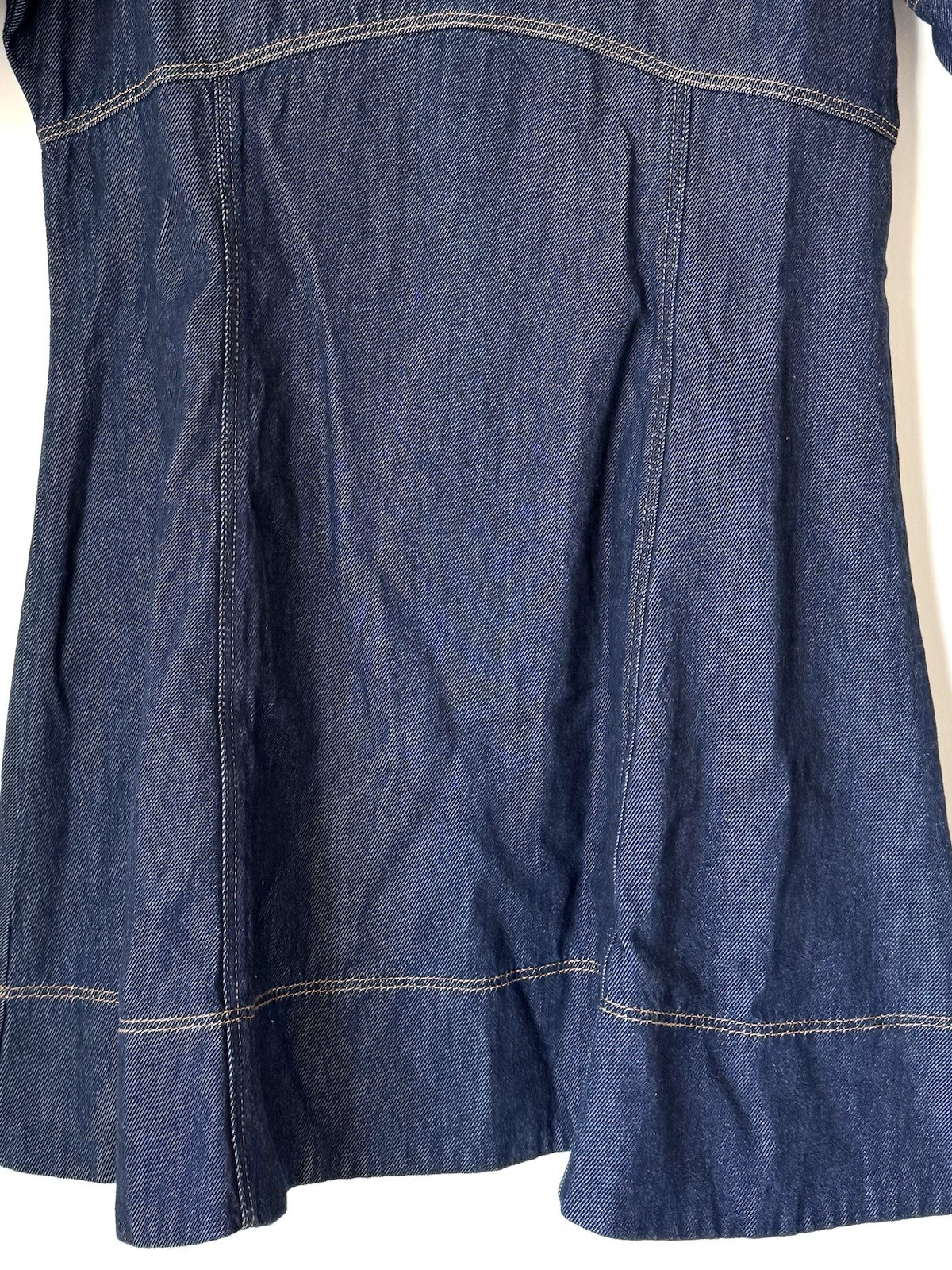 LOFT Denim Swing Mini Dress Sz 14 Puff Short Sleeves Dark Wash Fit N Flare NWT