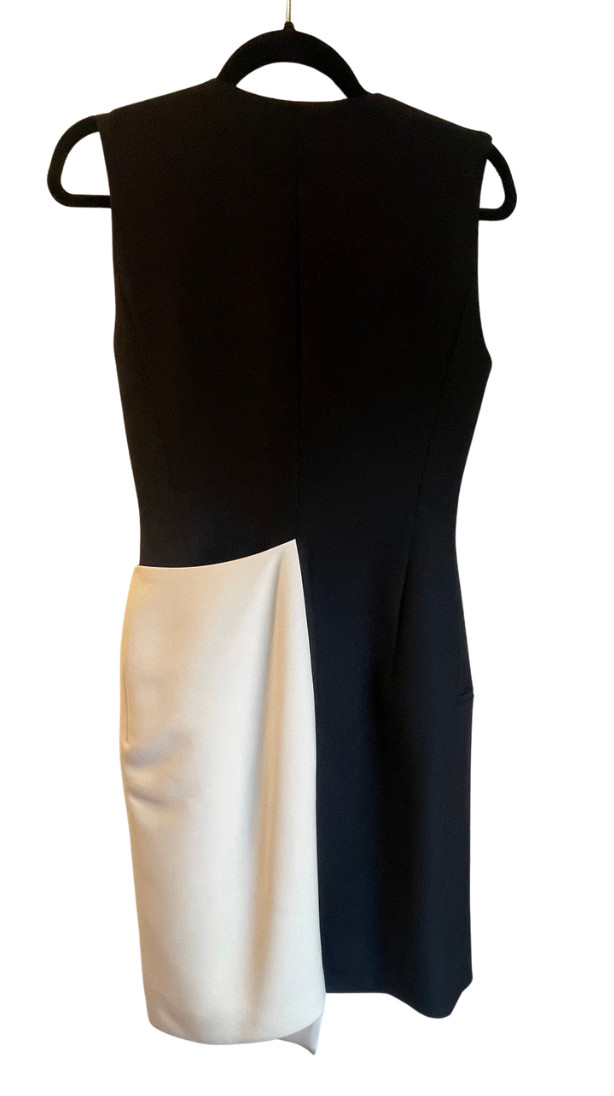 CHRISTIAN DIOR 2013 Raf Simons Black and White Dress with Velvet Lapels FR38