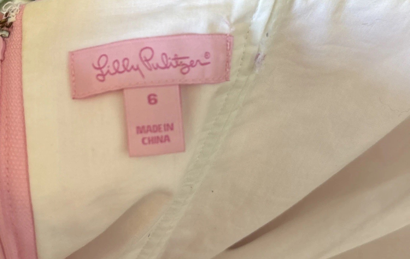 Lillly Pulitzer Betsey Size 6 Faille Powder Pink Strapless Beaded Dress