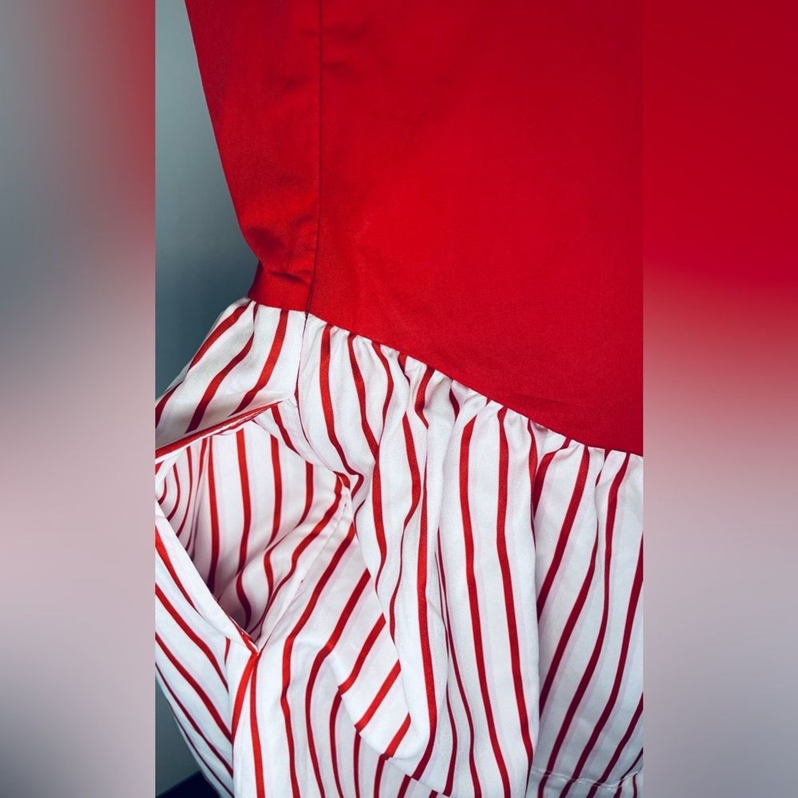 NWT FISOEW Red & White Striped Drop Waist Mini Dress Size S