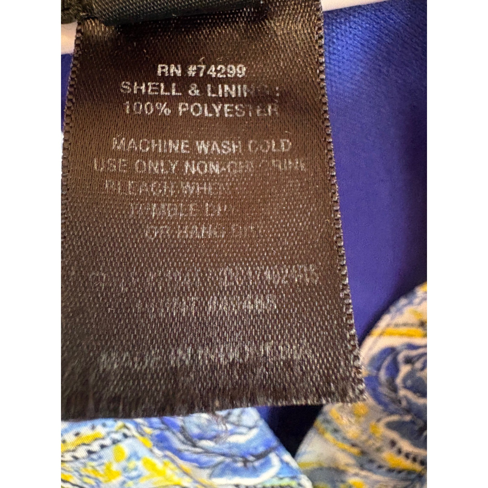 Enfocus Studio Blue Yellow Floral Smocked Waist Roll Tab Sleeve Dress Size 4