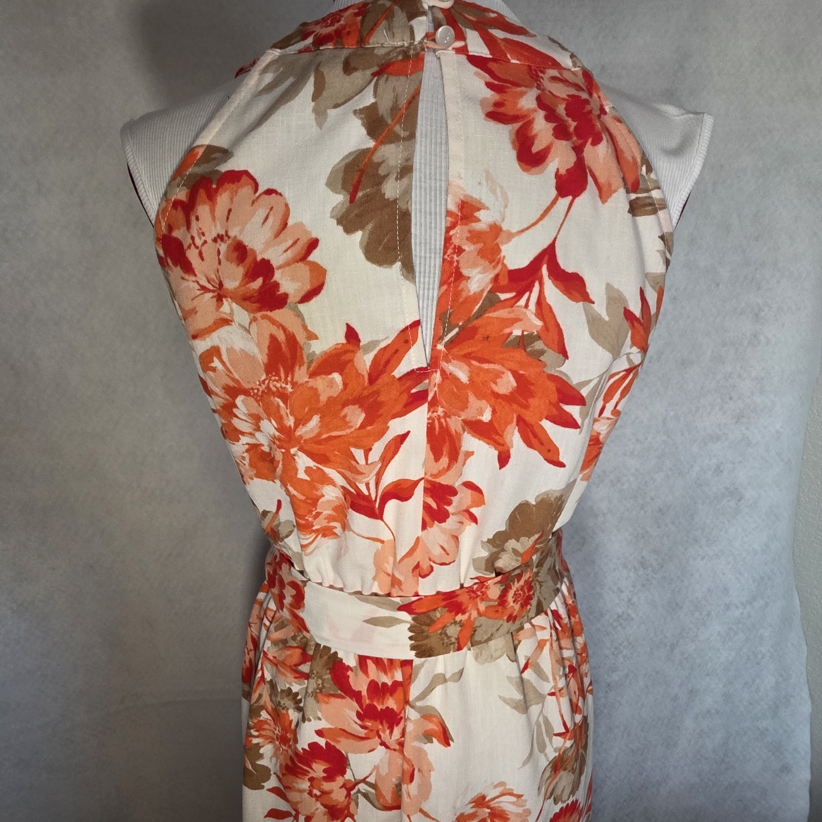 PRICE DROP -Emma & Michele Sleeveless Coral/White Dress Tropical Floral Womens L