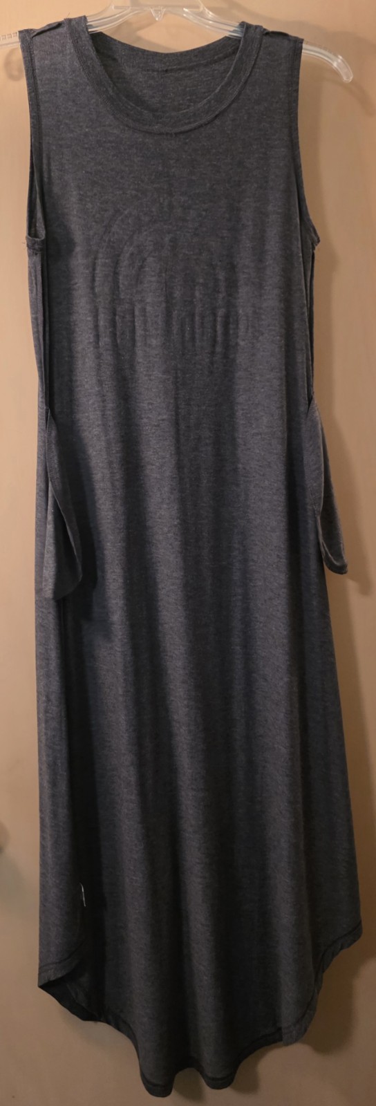 Good Vibes Rainbow Graphics Sleeveless Gray Maxi Dress M w/Pockets