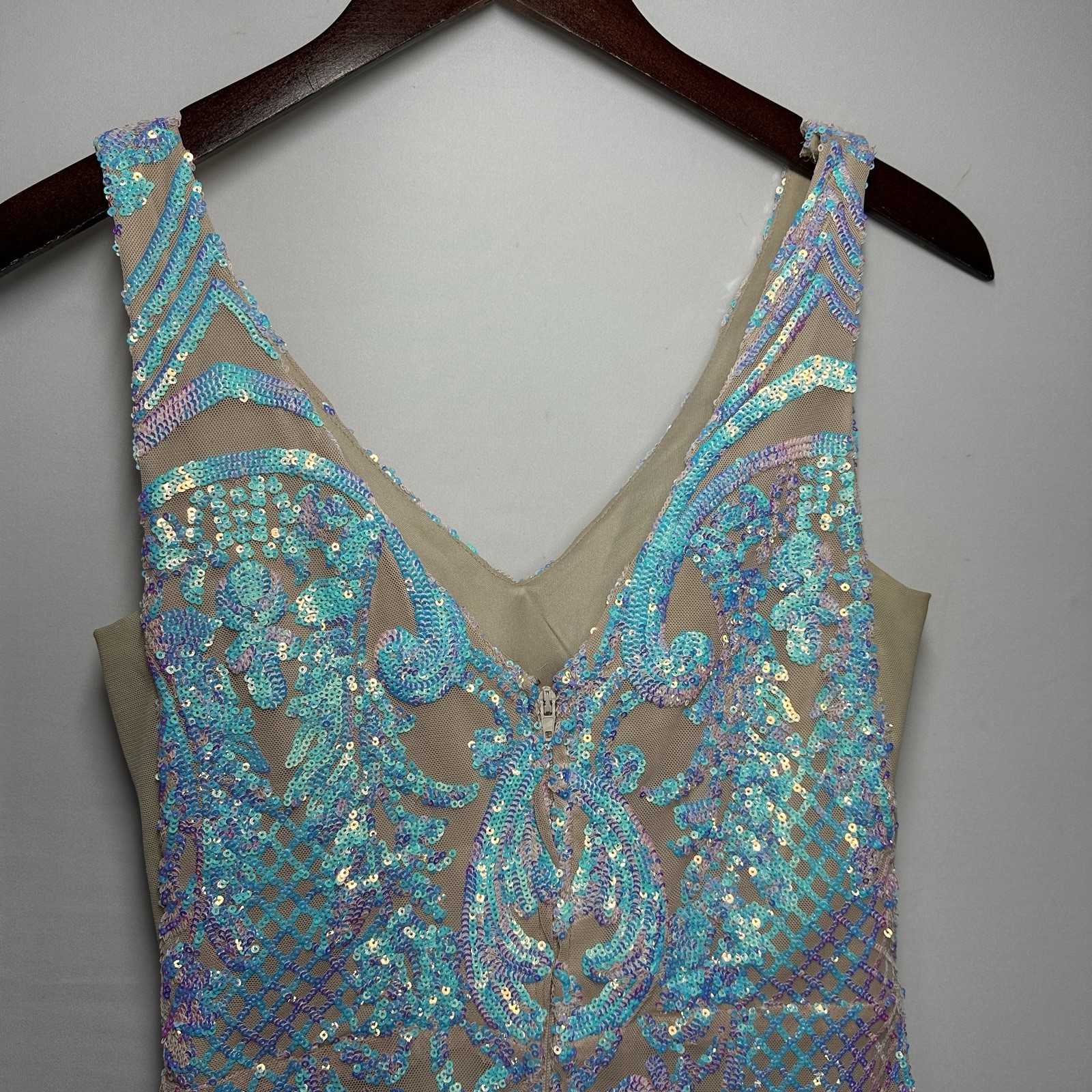 Pear Culture iridescent sequin mini dress Junior Formal Elegant Size 9 Pink