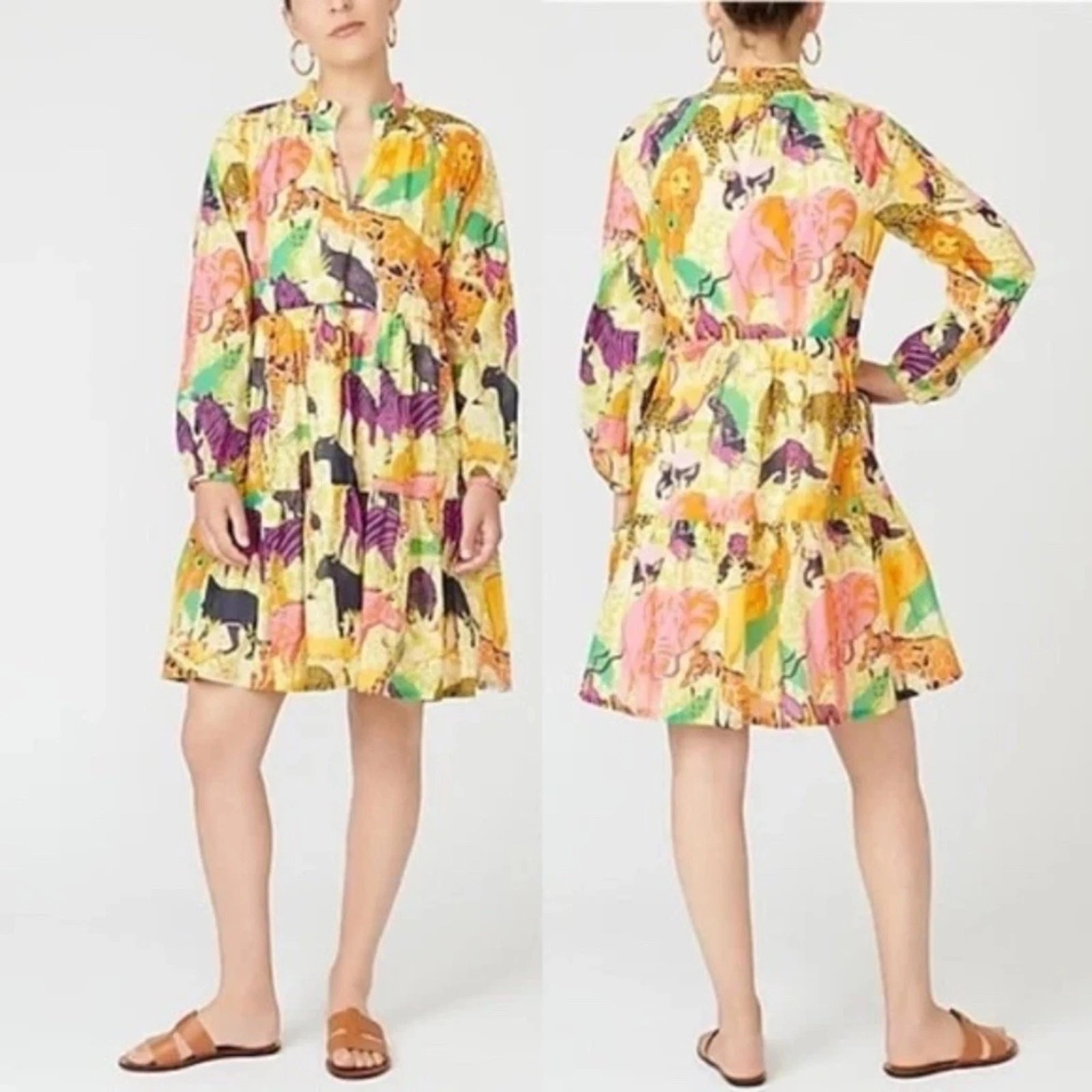J. Crew RATTI JUNGLE SAFARI ANIMAL PRINT TUNIC SHIRT DRESS XS