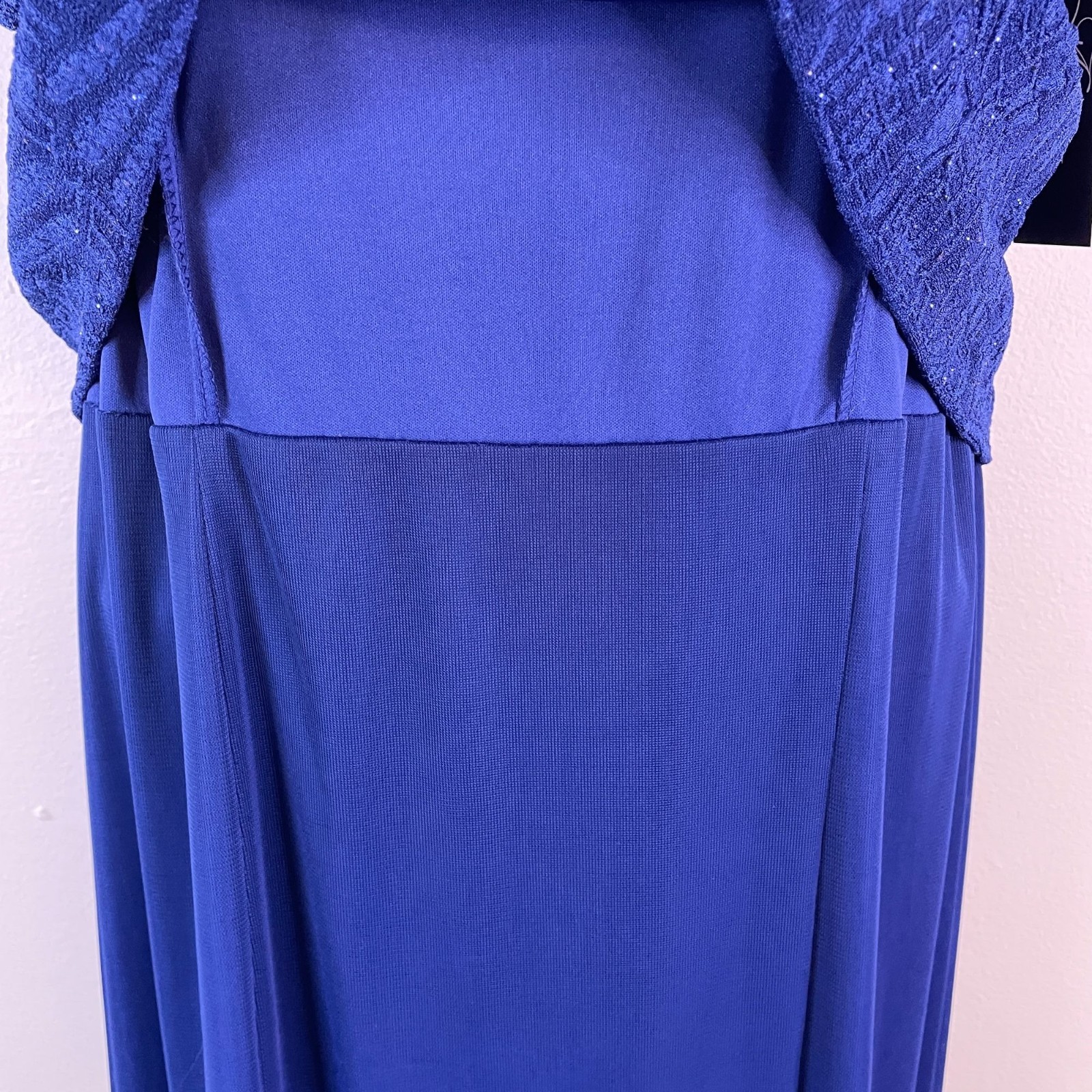 Alex Evenings Glitter Chiffon Gown 2 PC Dress NWT 10P Blue Jacket Special Event