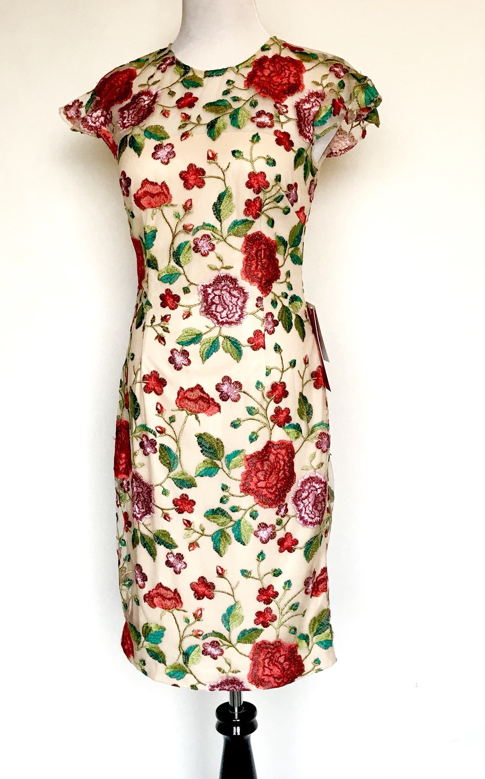 Carmen Marc Valvo Sz 6 Embroidered Floral Dress Retail $325 Price $148 NWT