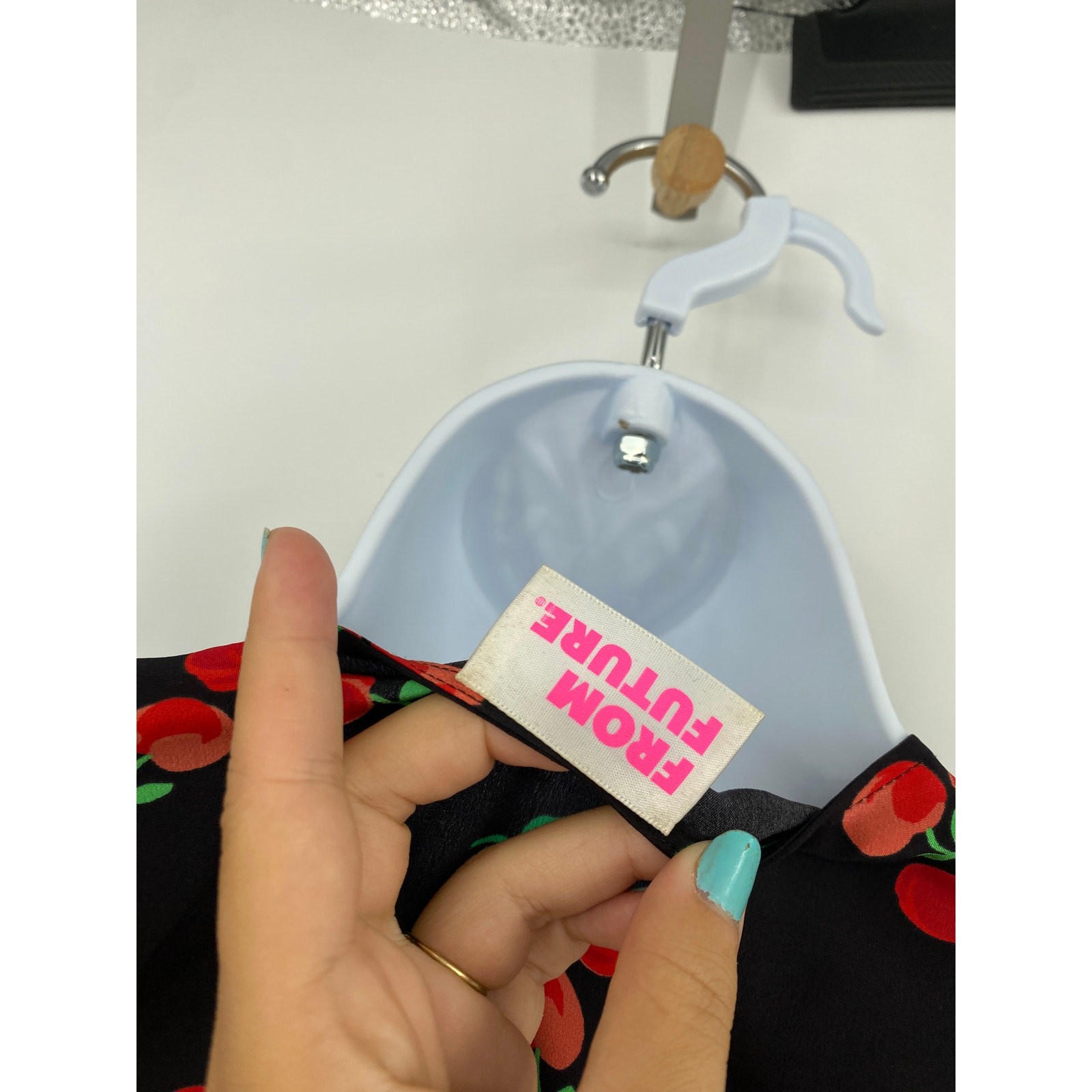 From Future black cherry silk wrap button mini dress