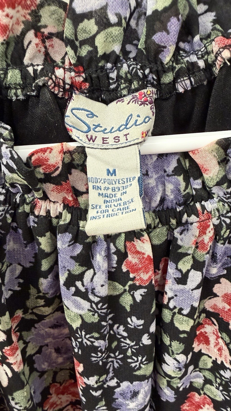 Studio West Dress Women Medium Floral Print A-Line Smocked Knee length
