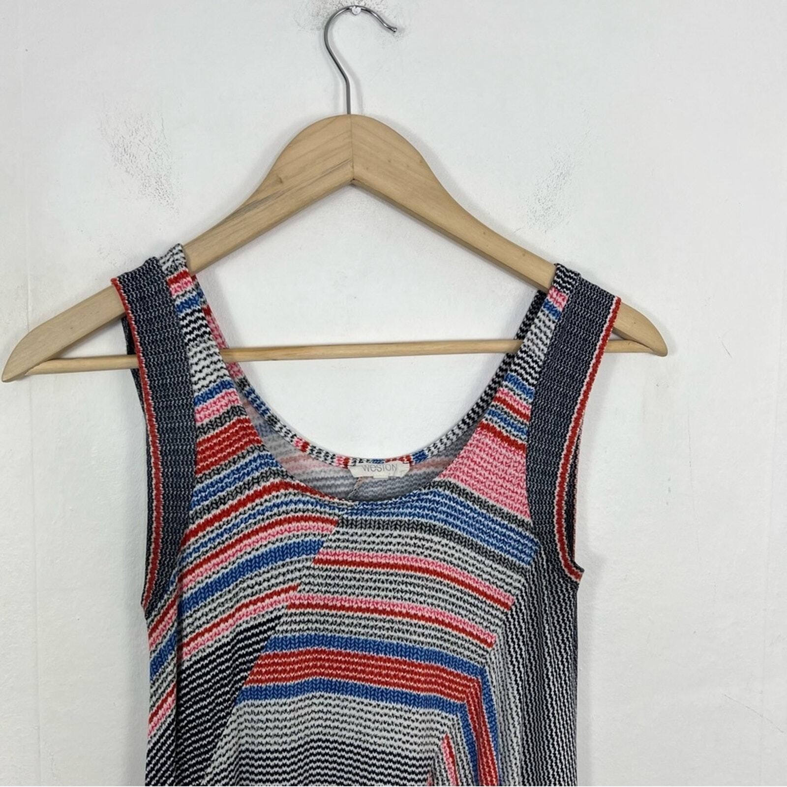 Anthropologie Weston Amaya Handkerchief Hemline Striped Sleeveless Swing Dress