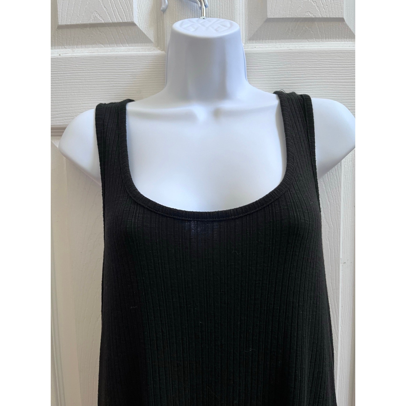 Z Supply Black Rib Racerback Side Slits Midi Tank Dress Size Small Minimalist