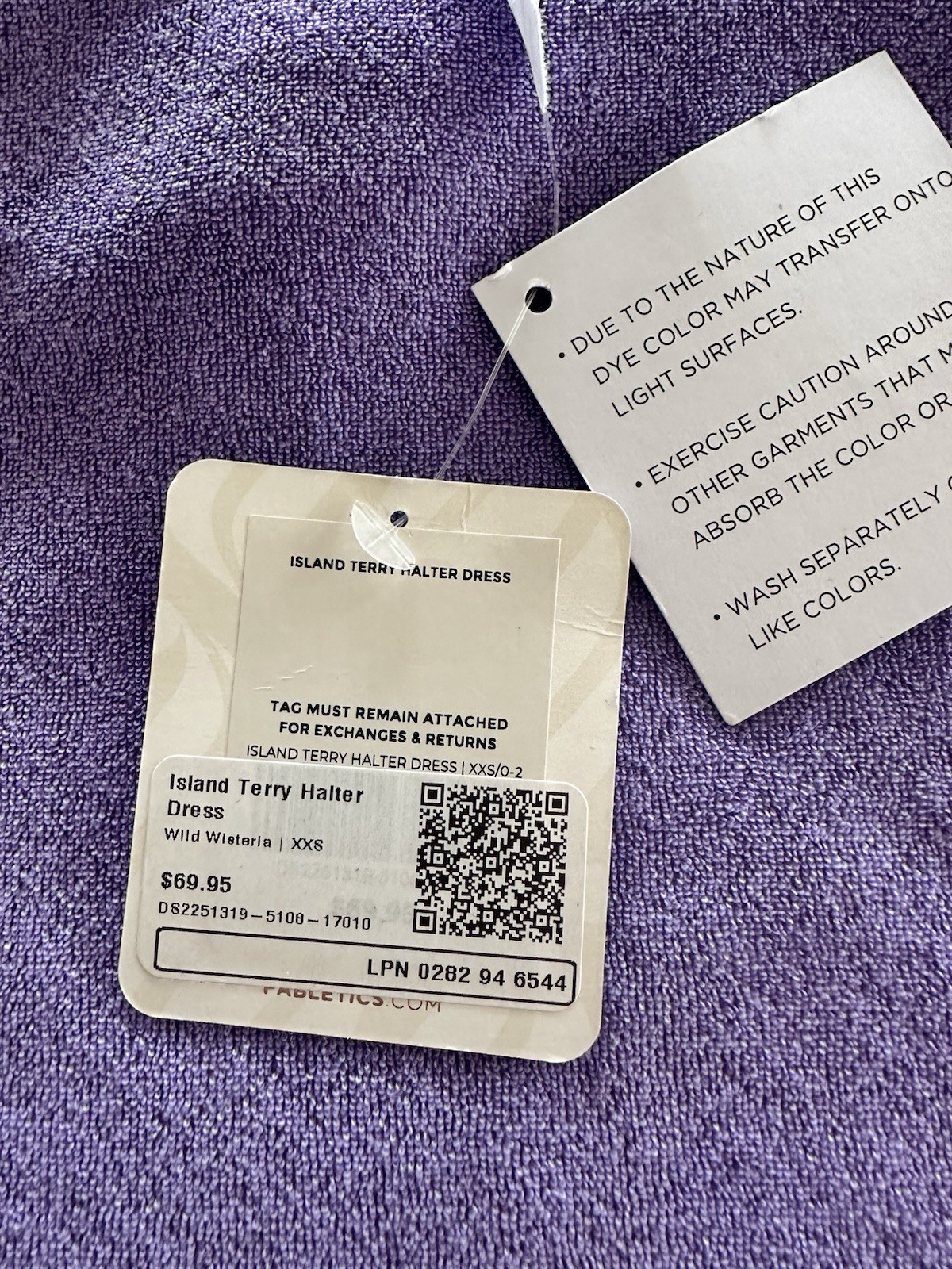 Fabletics Island Terry Halter XXS Purple Dress Swim Beach Resort Athleisure