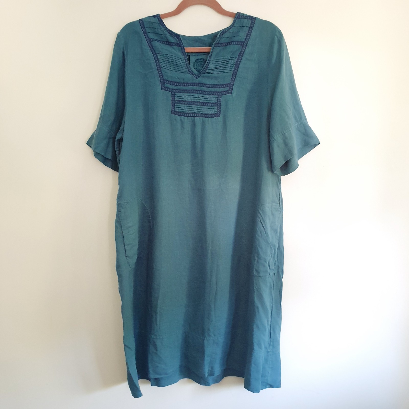 Zyga Lin Laundry Linen Smock Dress Size 42 Fit UK 14 Isadora Embroidery Relaxed