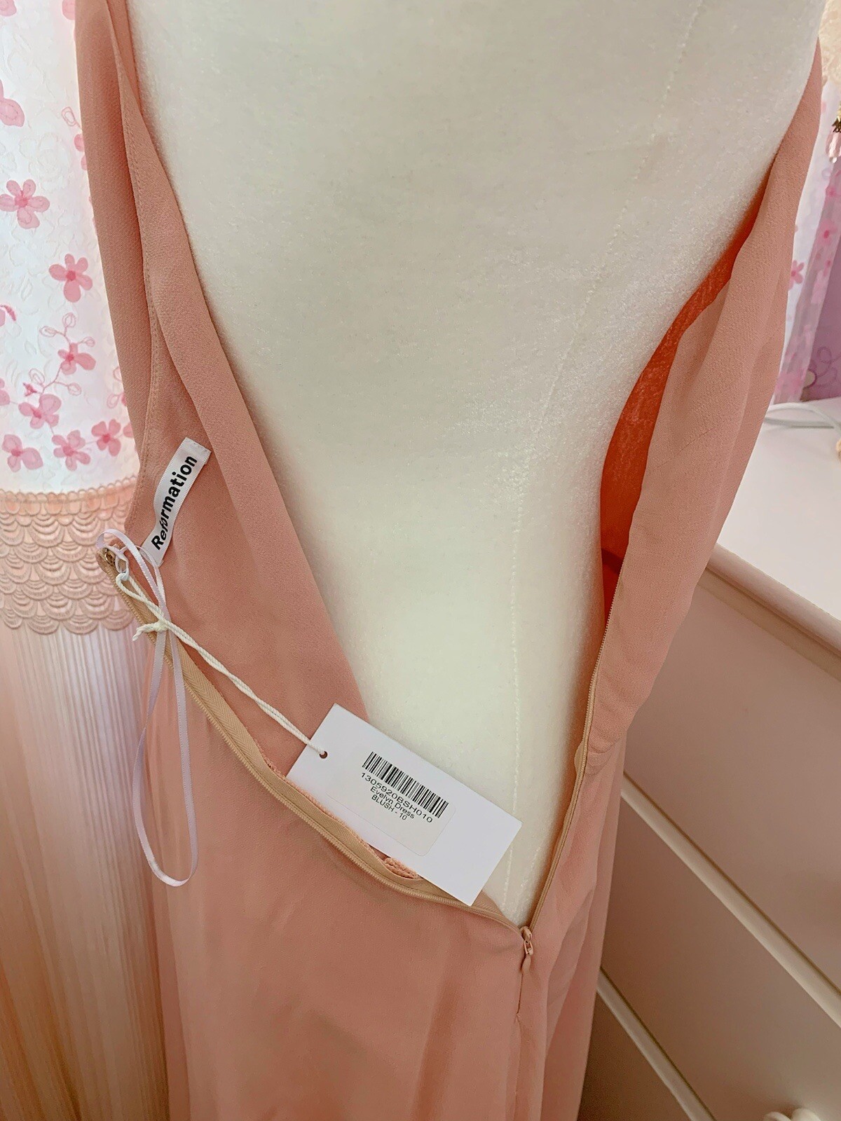 NWT Reformation Evelyn One Shoulder Long Dress Blush Pink Size 10 $348
