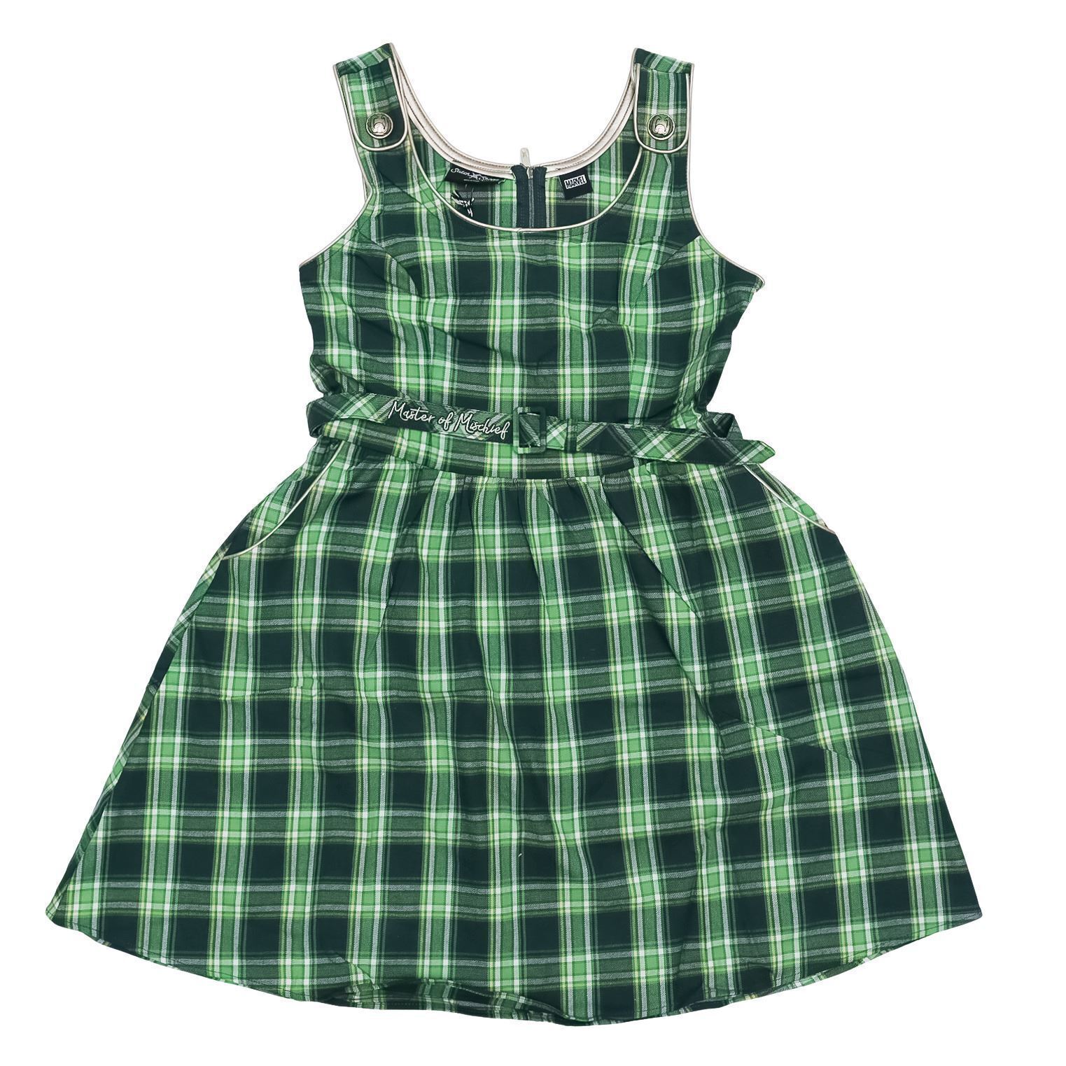 Loungefly Stitch Shoppe Disney’s Marvel Loki Green Plaid Tank Dress Size S