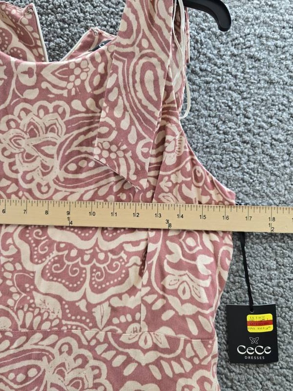 CeCe Linen Blend Sleeveless High-Low Maxi Dress Women’s M Mocha Back Zip Closure