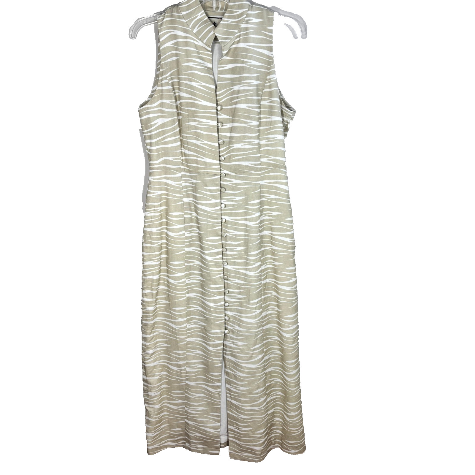 Tuckernuck M Dress Long Leighton Beige Zebra Mandarin Covered Buttons Pls Read