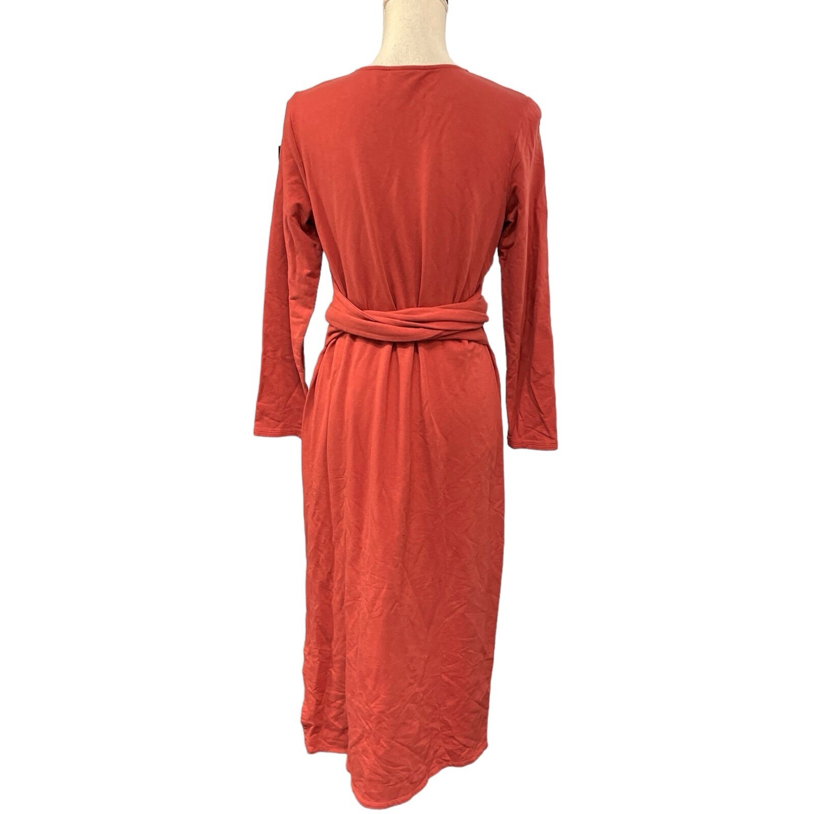 Pure Jill Dress Rust Maxi Modal Pima Cotton Blend Tie Waist Size MP Minimalist
