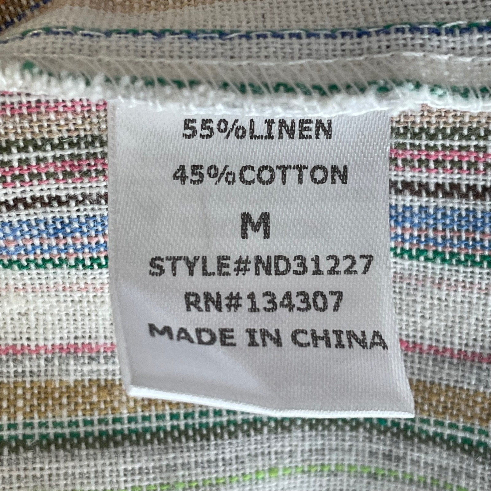 LUMIERE Striped Tie Front Midi Dress Women’s Size M Linen Cotton Blend