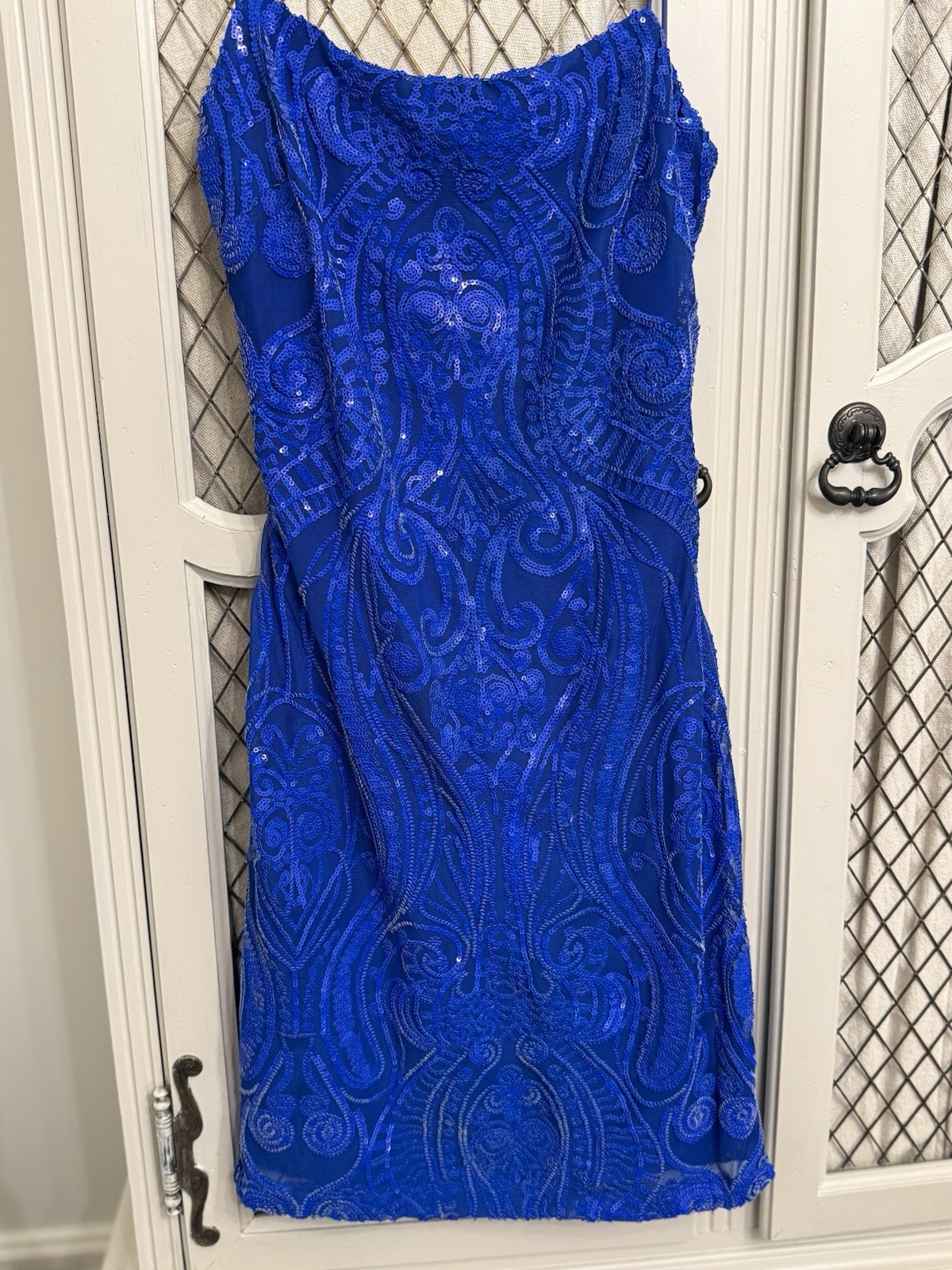 NEXT UP Electric Blue Sequin Mini Dress Jr Size 5/6 Party Prom Homecoming