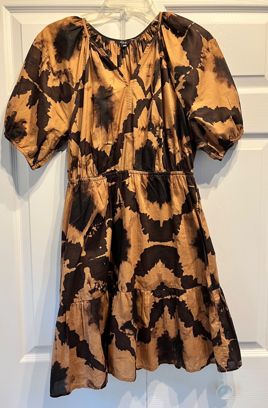Rails Amabella Mini Dress Tigers Eye Brown Black Tie Dye Cotton Womens Size S