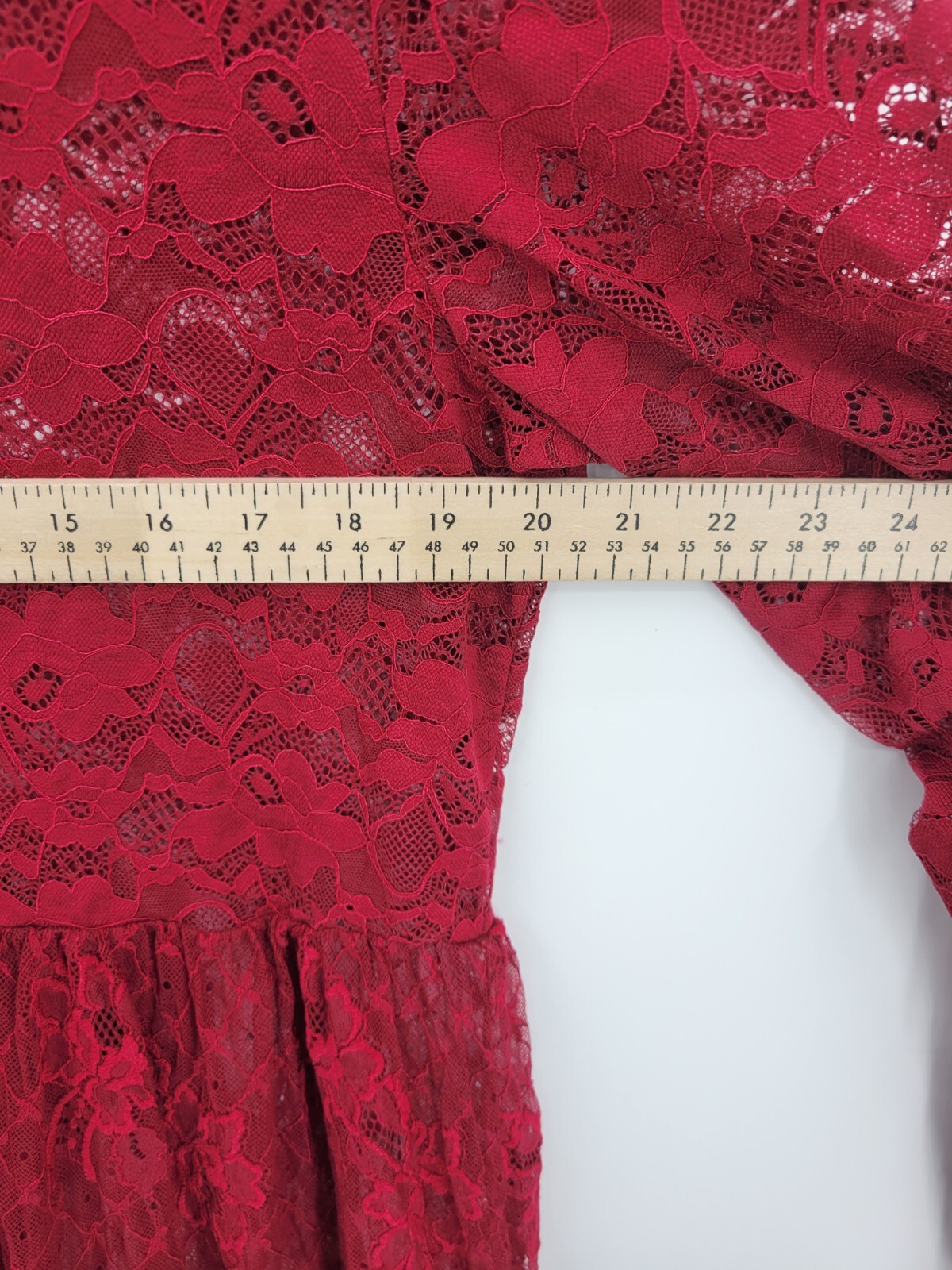 Suzanne Betro Dress Womens Large Maroon Lace Long Sleeve Sheer Flowy Romantic
