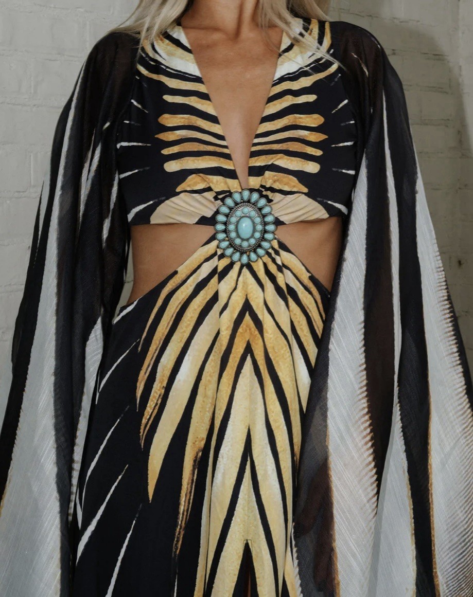 GORGEOUS These Three Boutique Size L Rome Maxi Dress Butterfly Blithe NWT FLOWY!