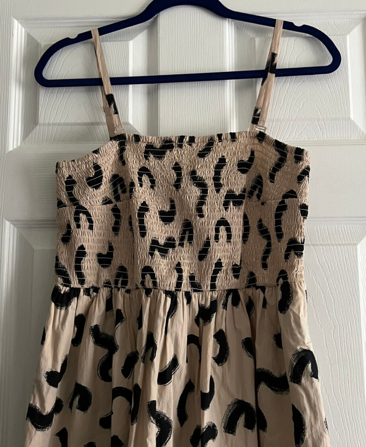 A New Day Smocked Midi Dress Beige Patterned Women’s Size S