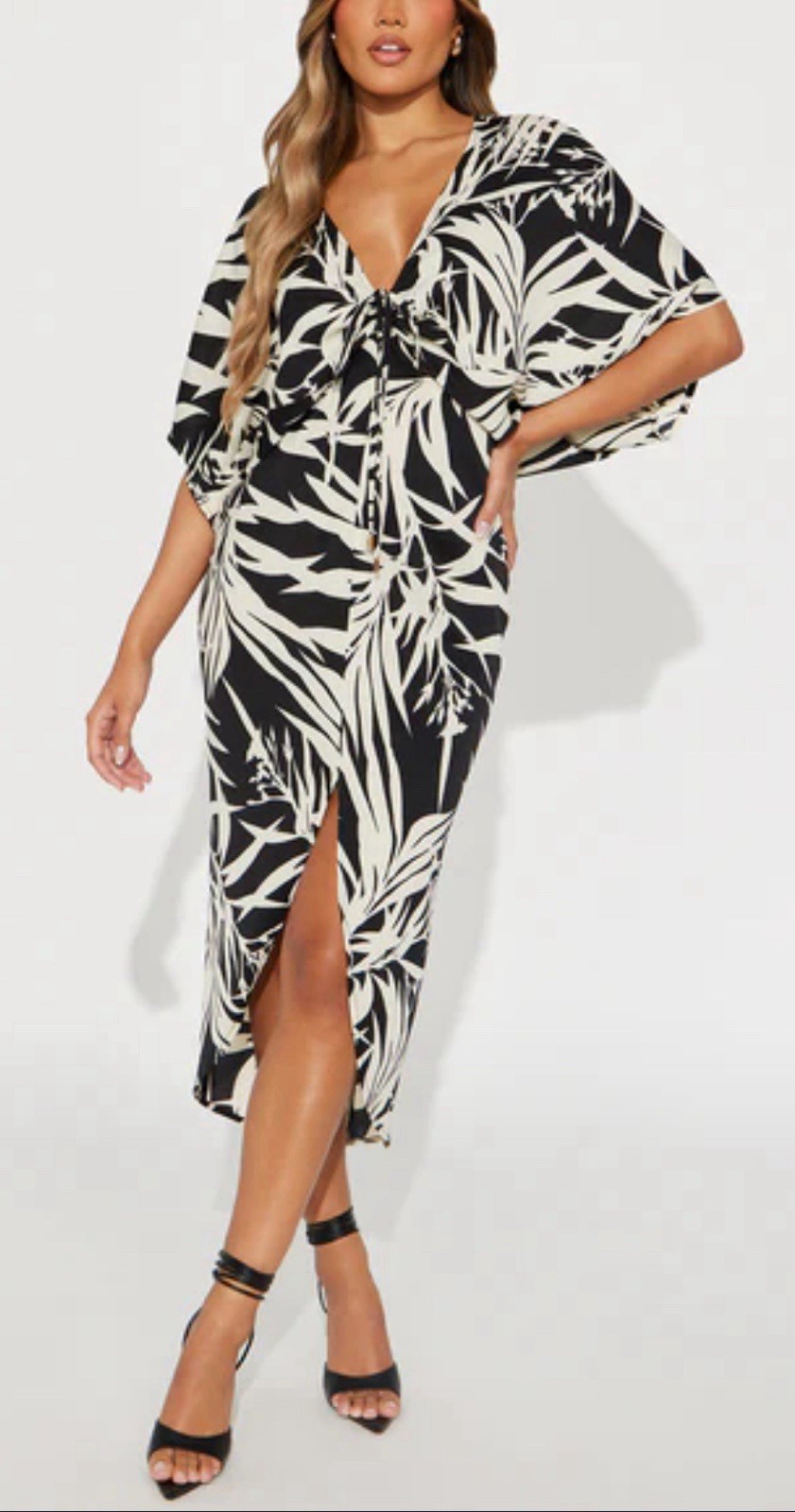 Fashion Nova Women’s Jamaican Breeze Midi Black& White Dress Size Small