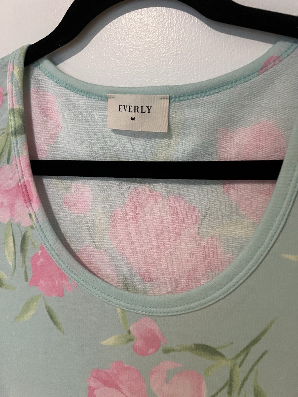 Everly Womens Medium Mint Green Pink Floral Babydoll Dress Pretty Light