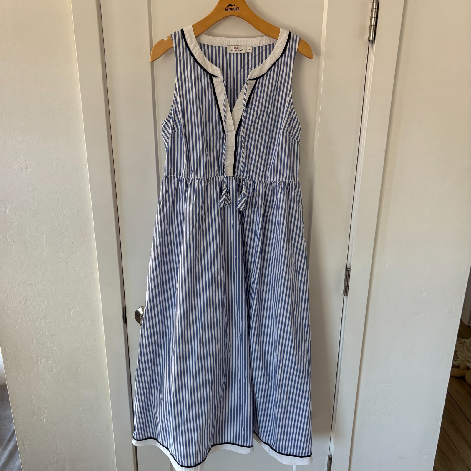 Vineyard Vines Grier Maxi Dress Women’s 16 Marlin Blue Striped Preppy Coastal