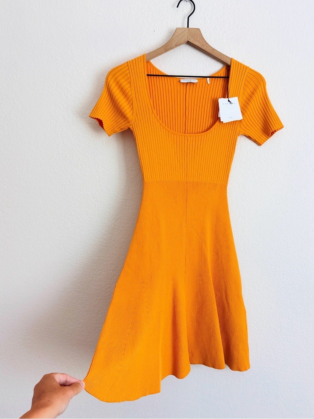NWT Sandro Synn Fit and Flare Ribbed Sweater Mini Dress