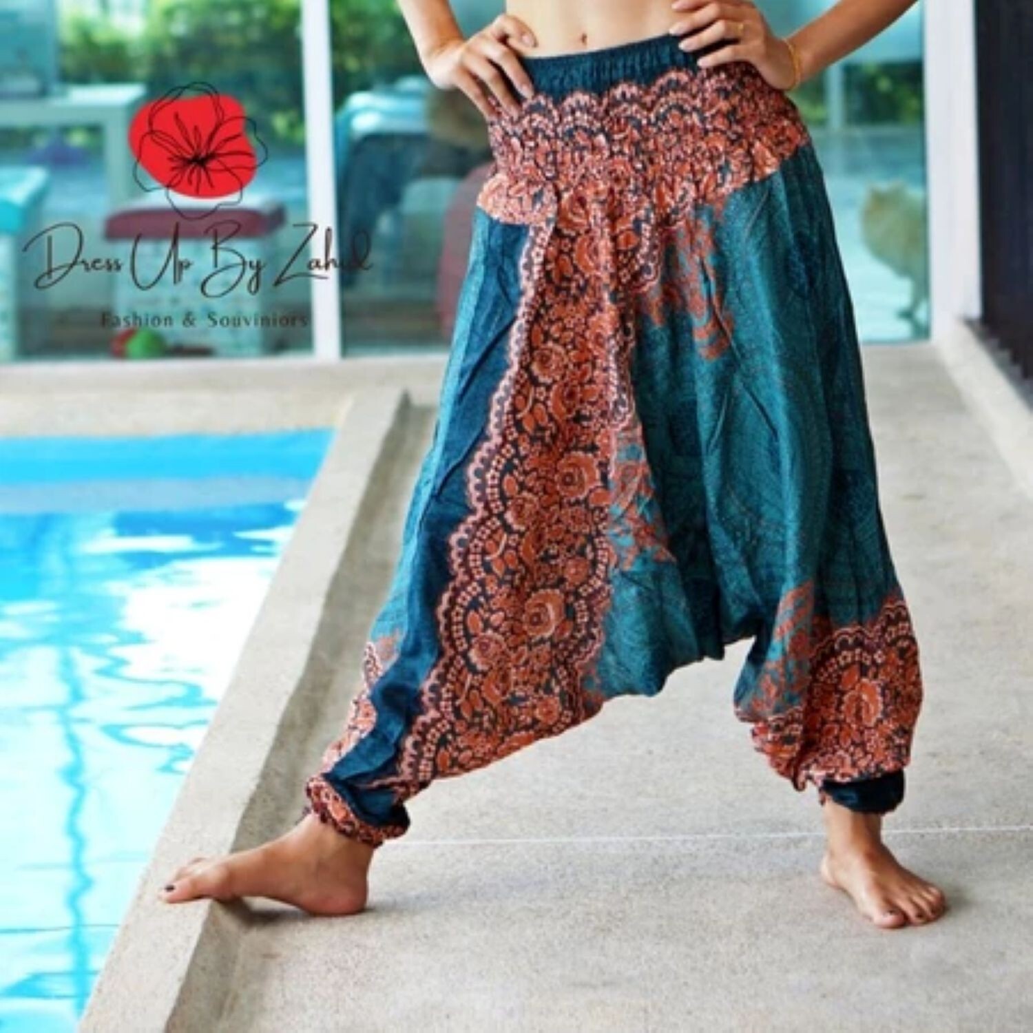 Magical Low Cut Aladdin Pants can be converted into a jumpsuit. Get 3 pieces