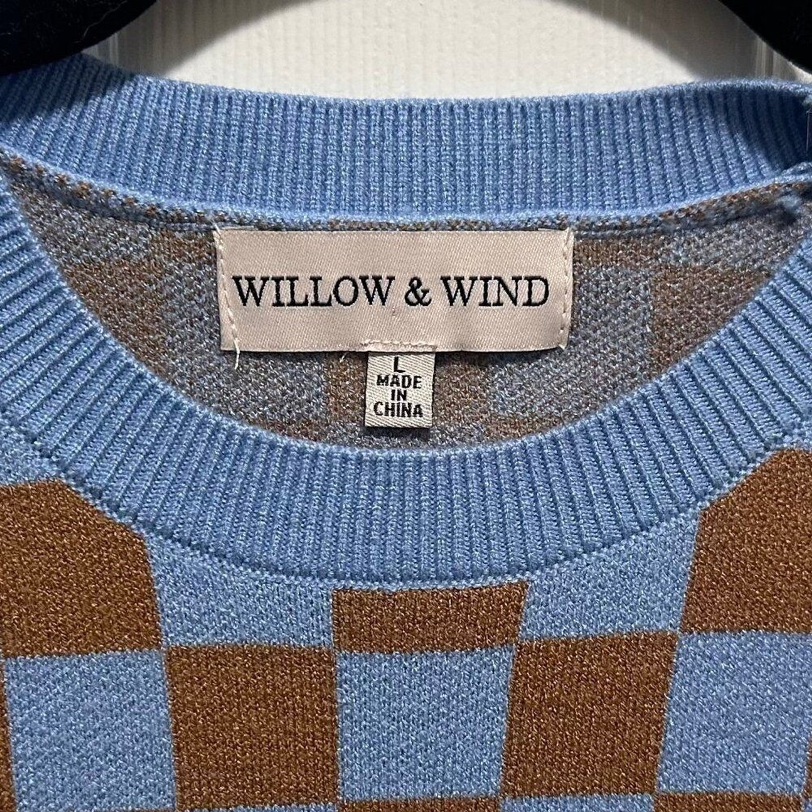 Willow and Wind Checkered Knit Dress Keyhole Back Large
