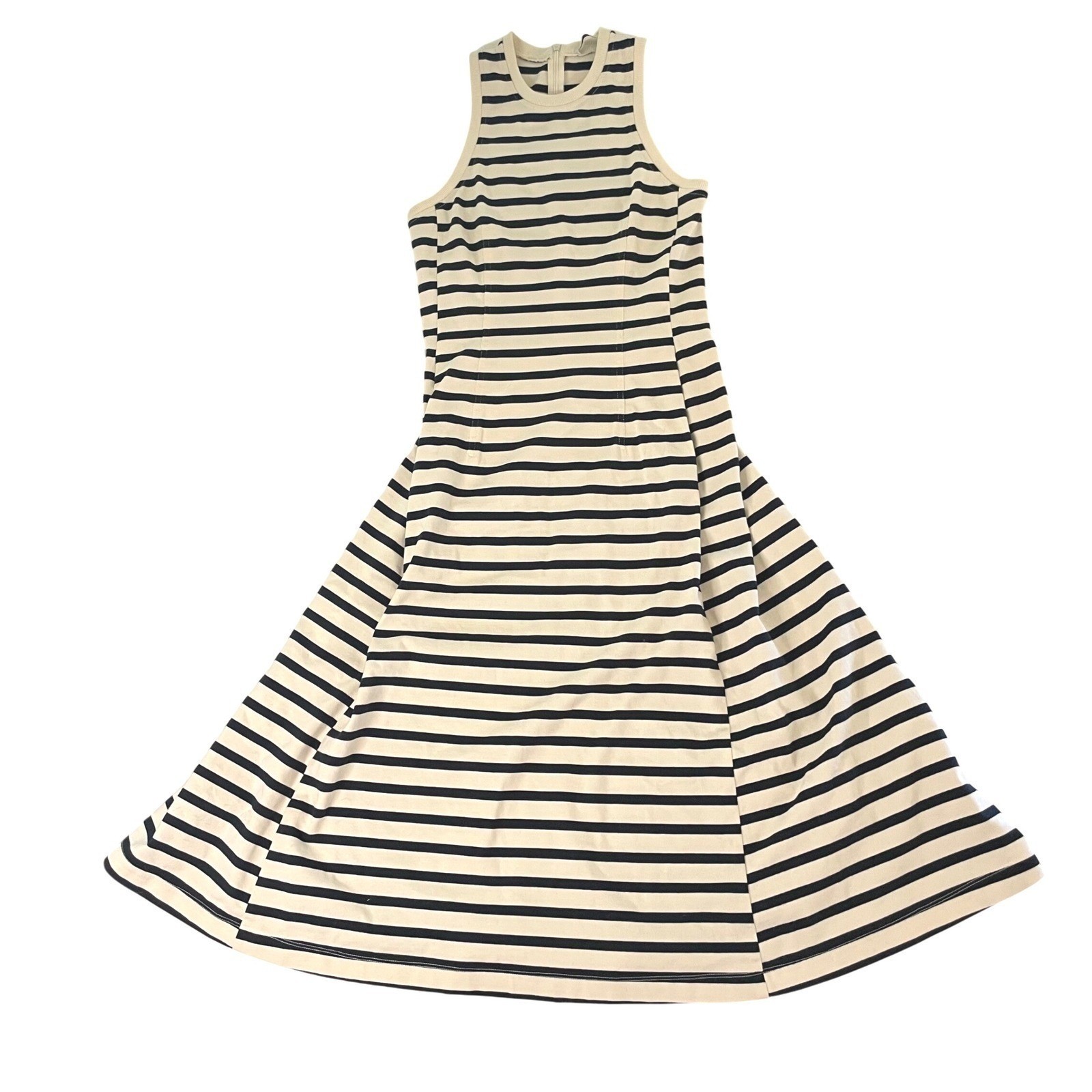 T by Alexander Wang Dress Women Small Cream Black Striped Racerback Midi Cotton