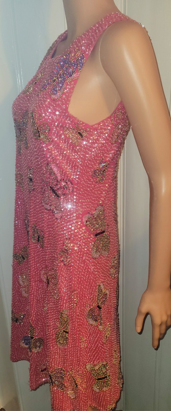 Little Attitudes Beautiful Hand Sewn Sequin Pink Butterfly Dress Size 14