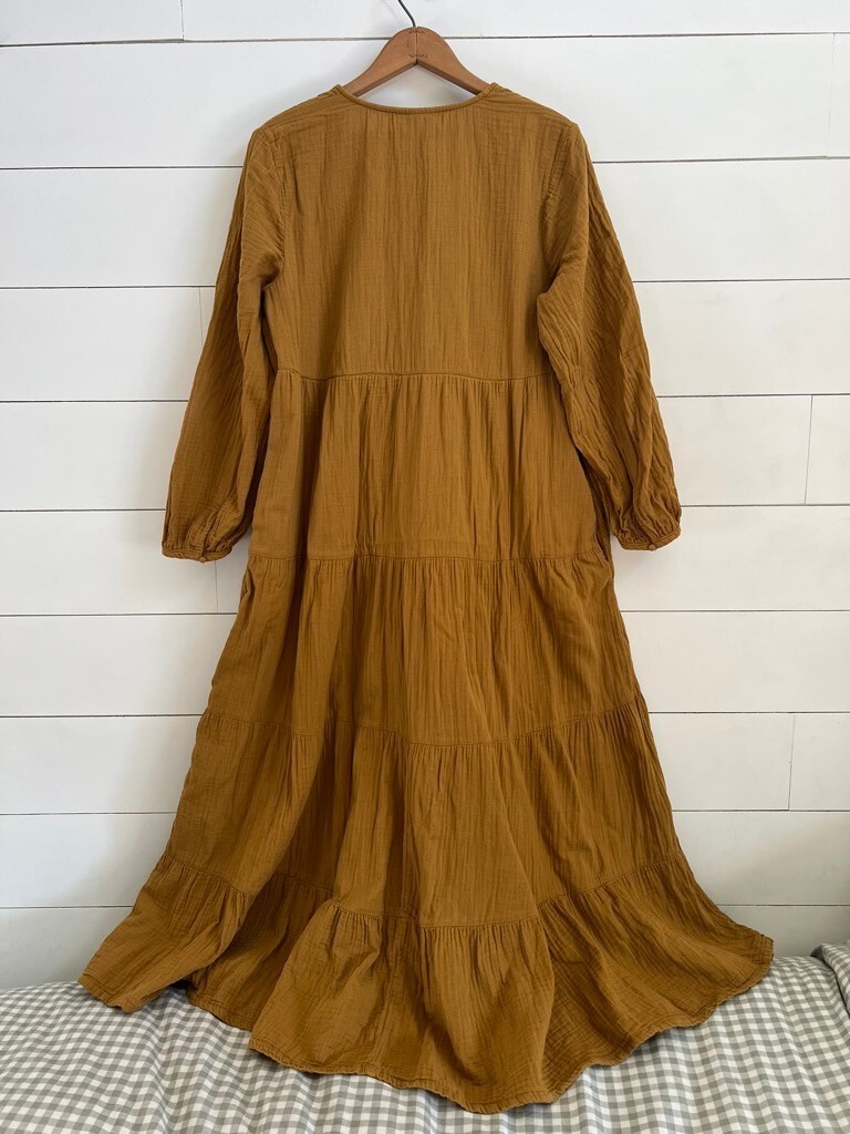 Universal Thread Long Sleeve Tiered Gauzy Dress Women’s Size L Boho Cottagecore