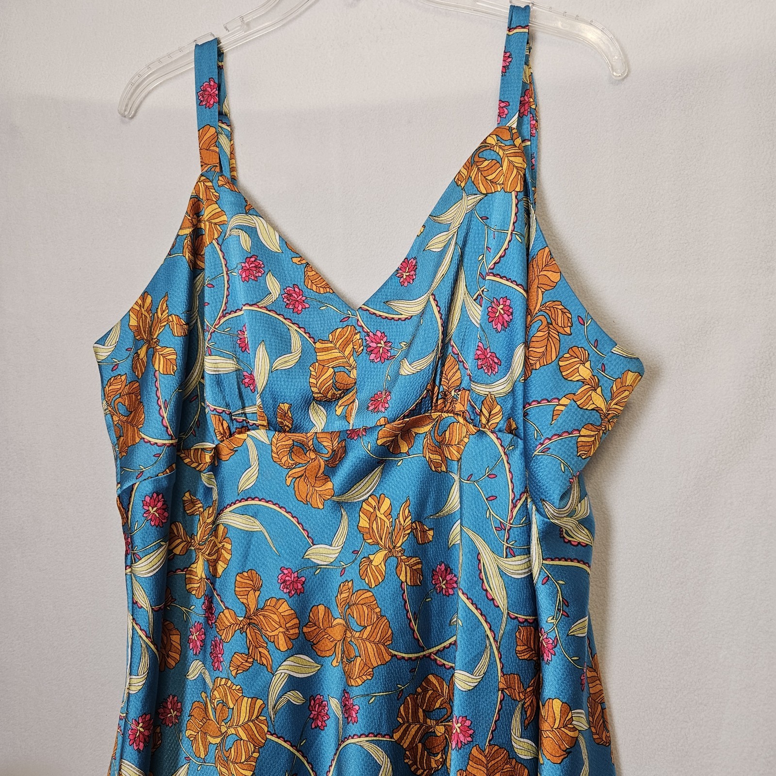 Sofia Jeans Plus Slip Midi Dress by Sofia Vergara Sz XXXL Blue Floral Tropical