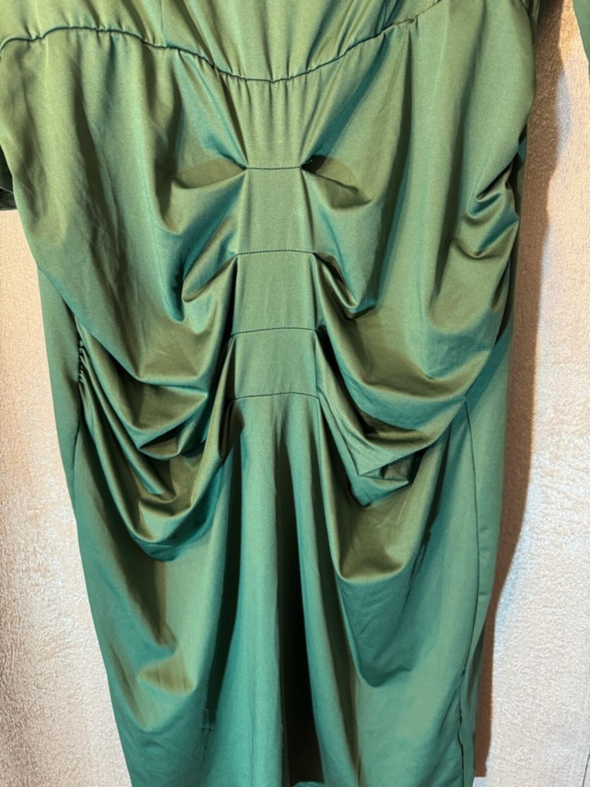 SHEIN Forest Green Ruched Midi Dress