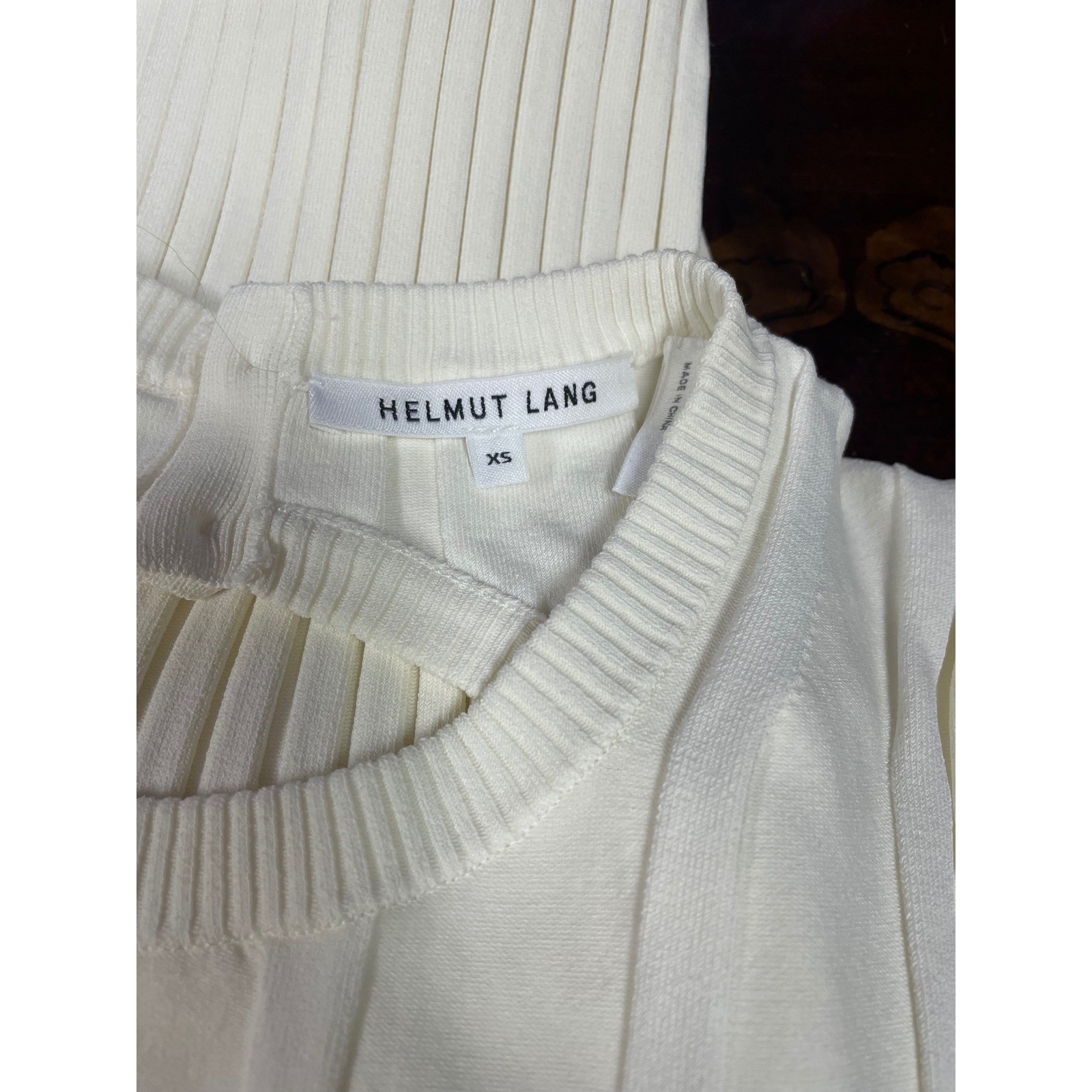 Helmut Lang White Ribbed Knit Keyhole Bodycon Midi Dress Baddie Minimalist XS