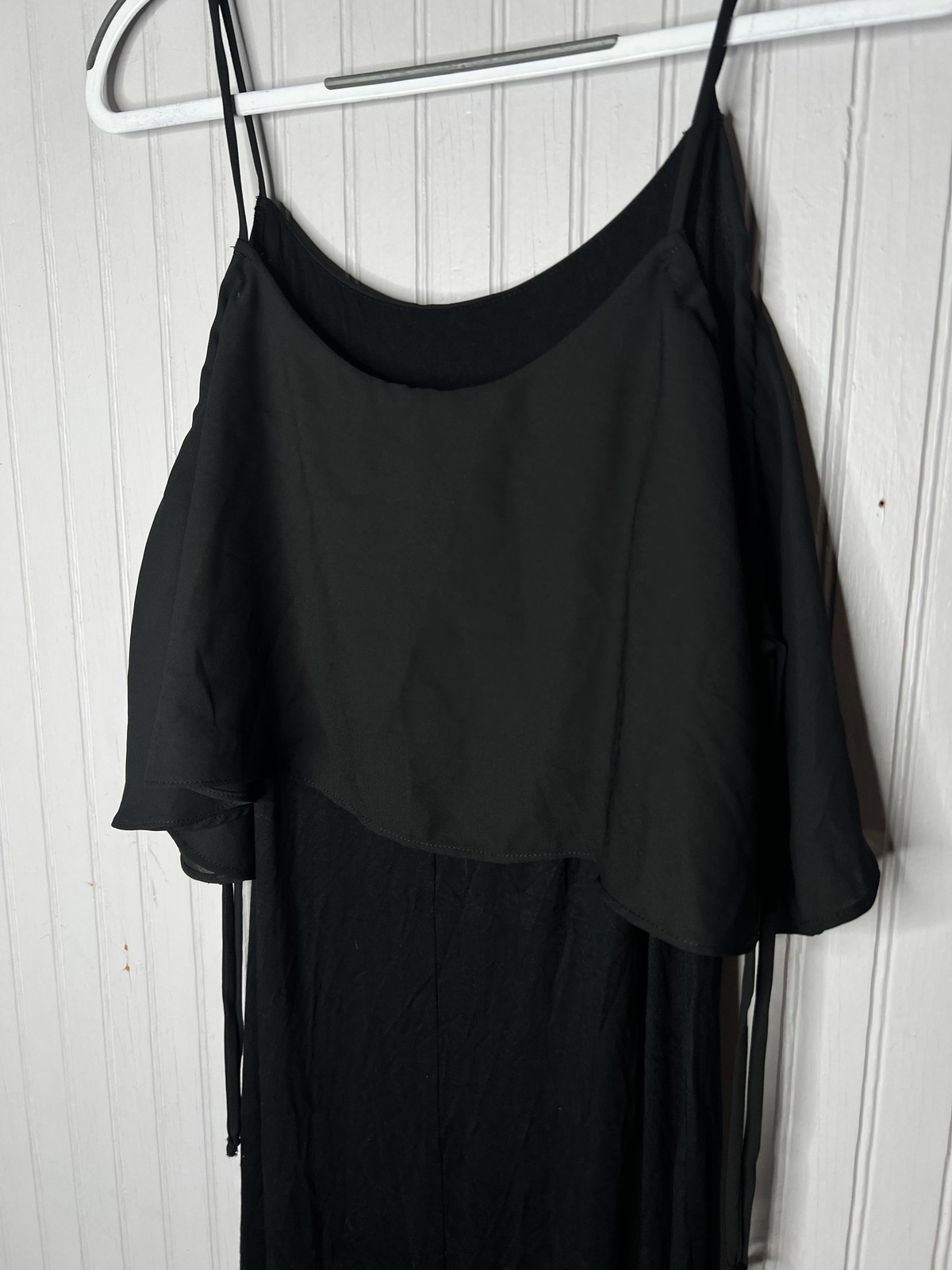 Green Envelope Casual Couture Dress Womens Large Black Ruffle Maxi Made USA