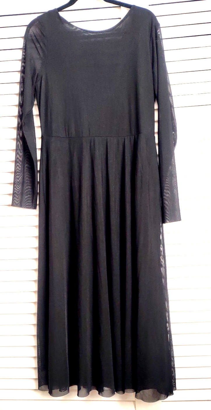 H&M Women sz.L Mesh Dress Open Back Cut Out Back Black Midi Made in Turkey NEW