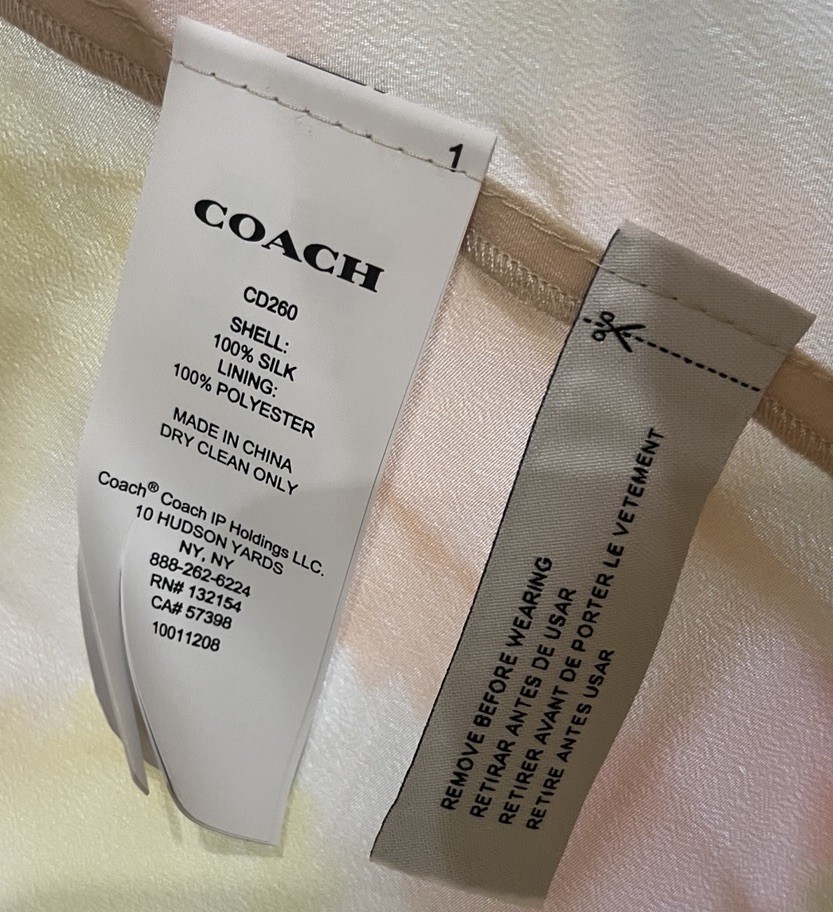 Coach Floral Button Down Front Silk Sheer Long Sleeve Fitted Dress Size 0