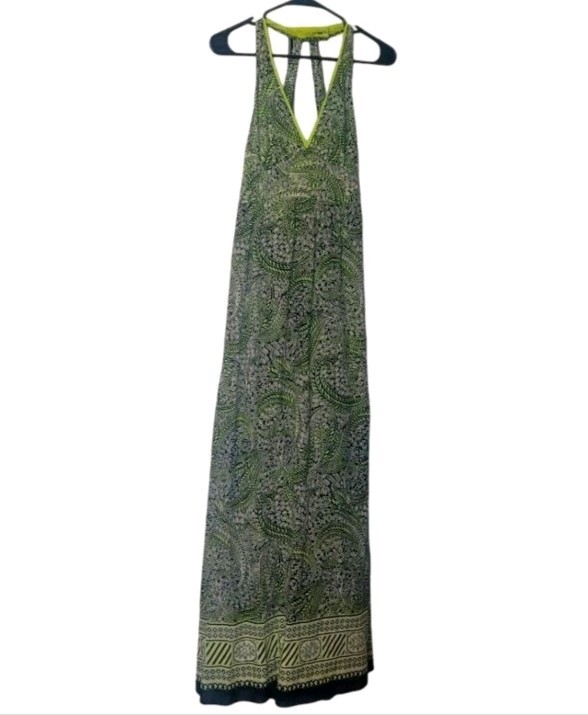 Burning Torch Green Graphic print Halter maxi dress Size-P