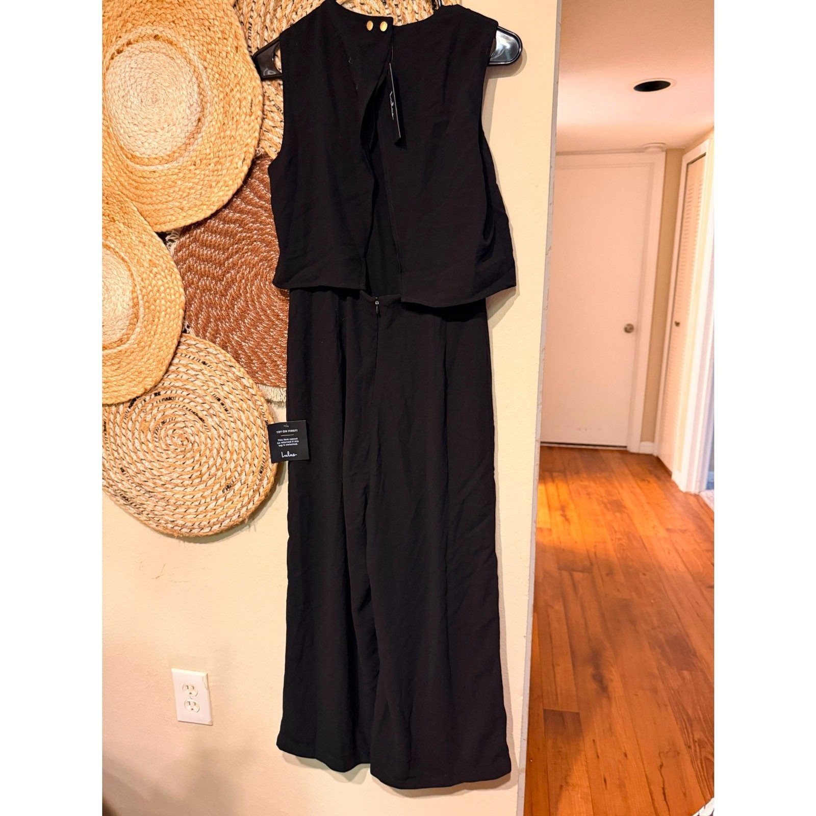 Lulus Black Wide-Leg Overlay Jumpsuit Size Small New With Tags