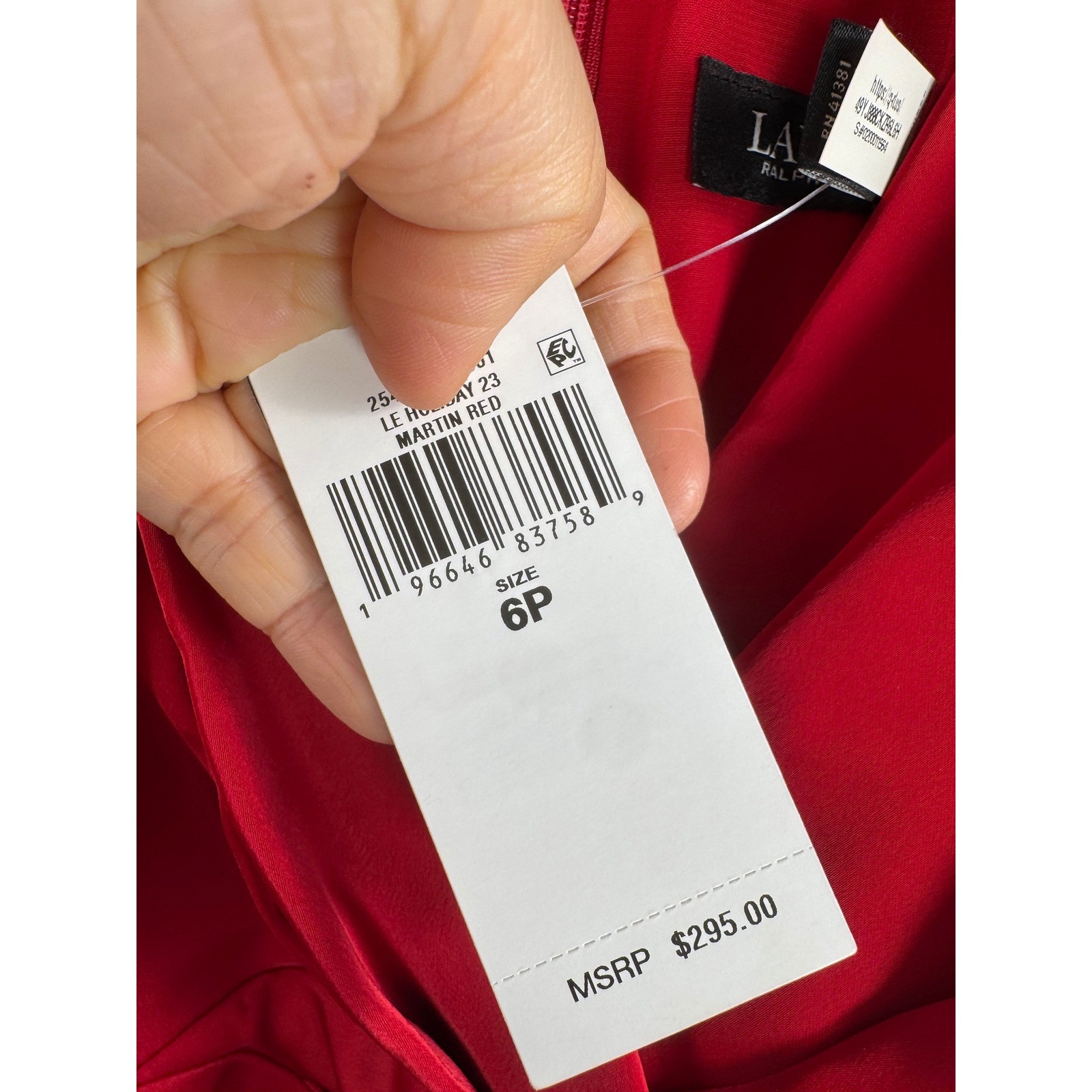 Lauren Ralph Lauren Pleated Satin Charmeuse Halter Gown red cocktail sz 6P