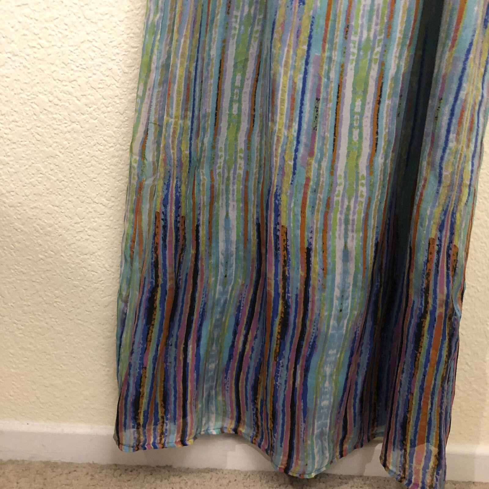 Presley Skye Small Long Maxi Dress Braided Spaghetti Strap Pockets Watercolor