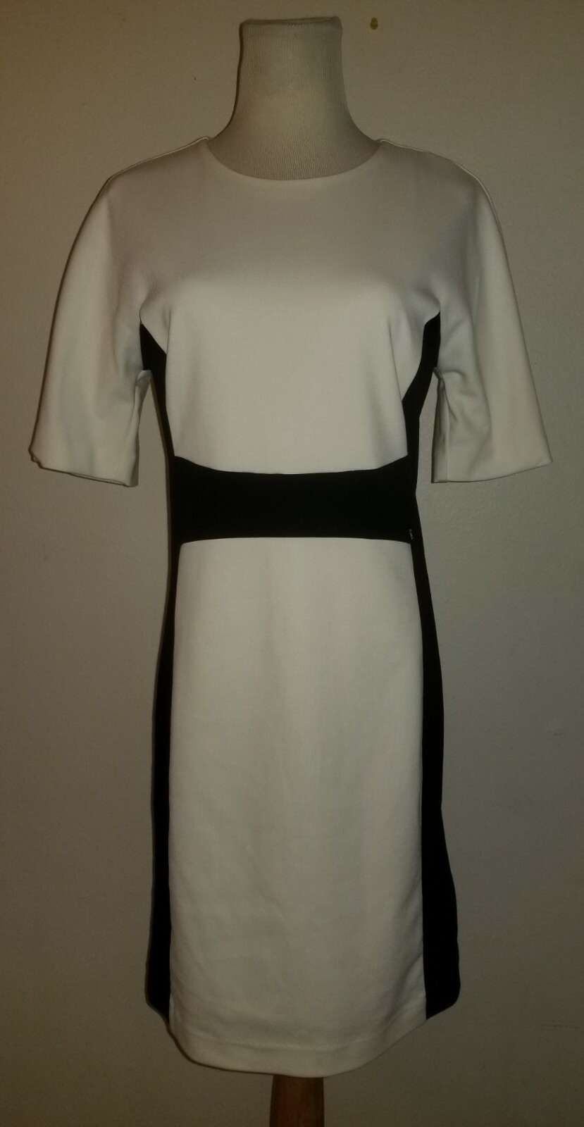 New Michael Kors sz 8 Sheath Dress cream & black knit zips bought $150 2037