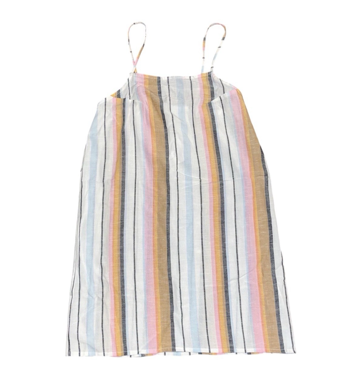 Billabong White Pink Grey Striped Loose Sun Dress Summer Adjustable NWT XS