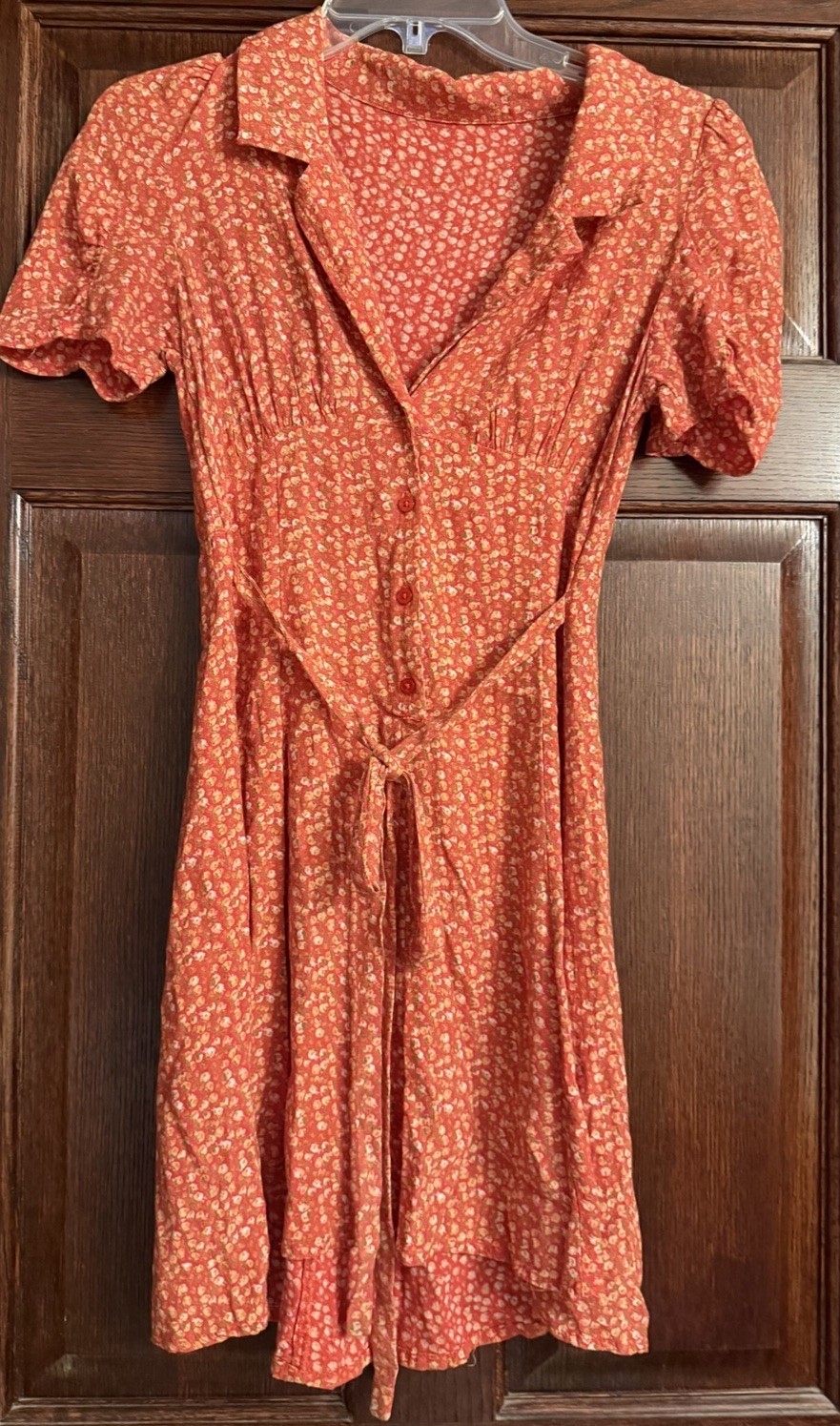 Urban Outfitters Crowley Collared Floral Mini Dress S Red Ditsy French Girl EUC